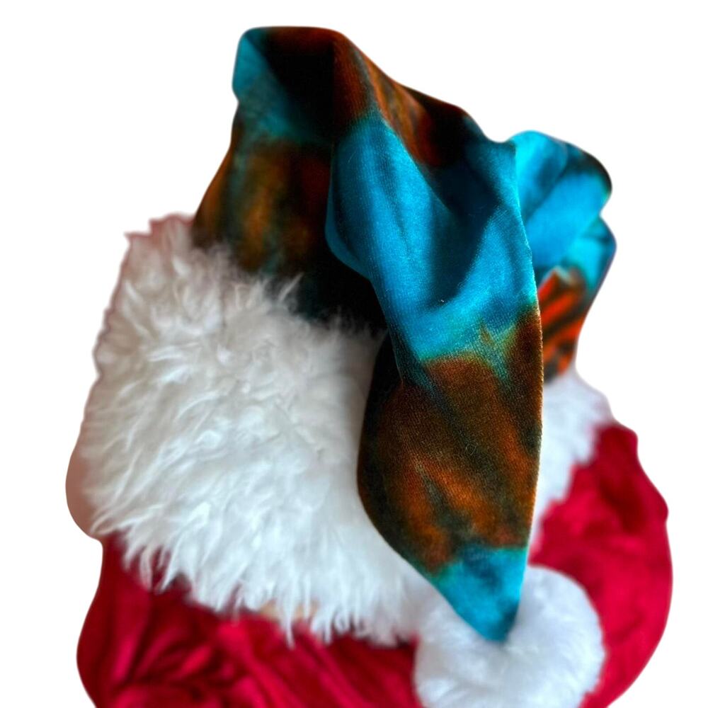 Handcrafted Tie Dye Santa Hat Christmas Holiday Hippie Fun Unique Gift Brand New
